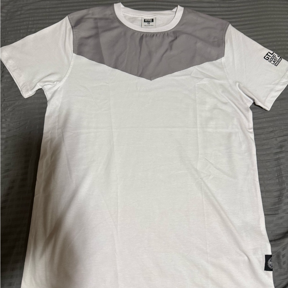 White and Gray Men's Short Sleeve Tee